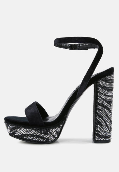 zircon rhinestone patterned high heel sandals-3