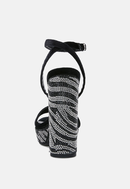zircon rhinestone patterned high heel sandals-4