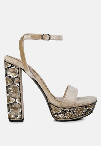 zircon rhinestone patterned high heel sandals-7