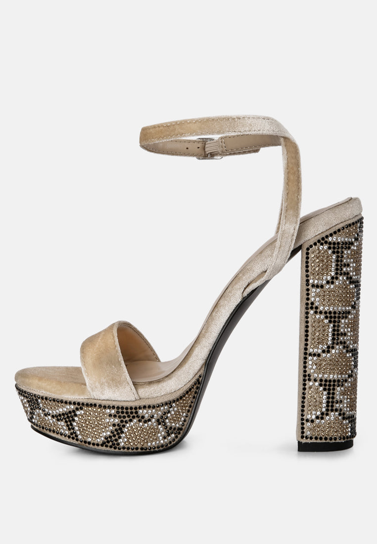 zircon rhinestone patterned high heel sandals-10