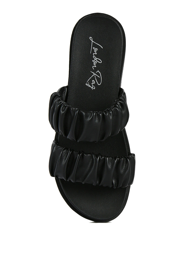 faux leather ruched strap platform sandals-5
