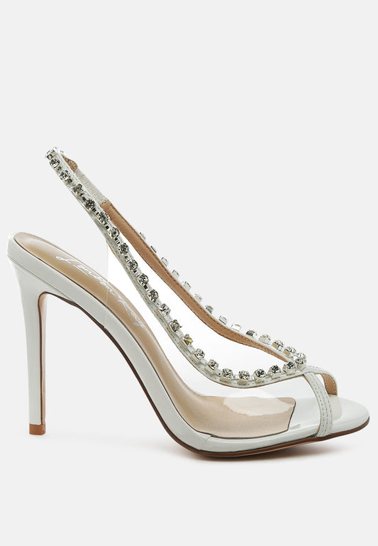 Camarine Clear Diamante Slingback High Heeled Sandals-0