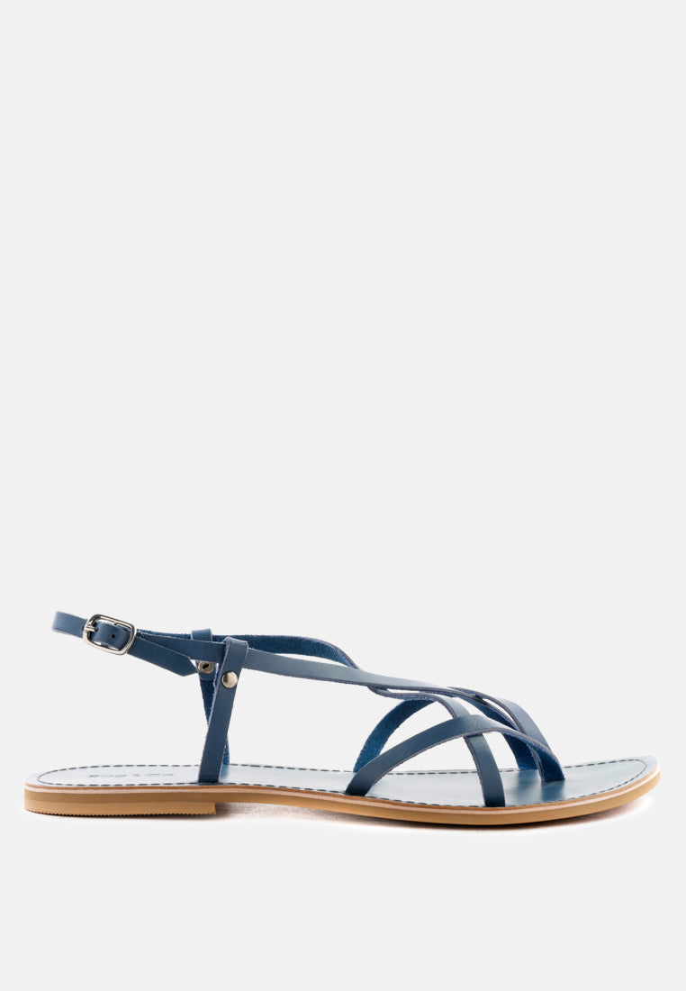 rita strappy flat leather sandals-8