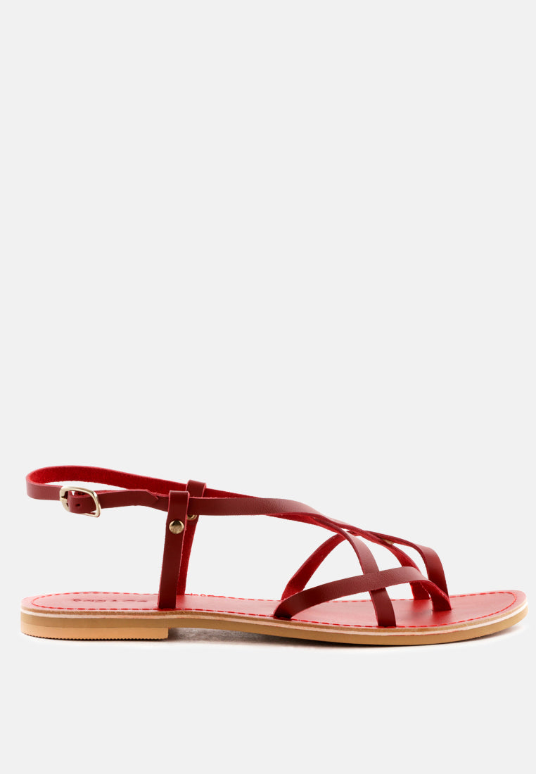 rita strappy flat leather sandals-14