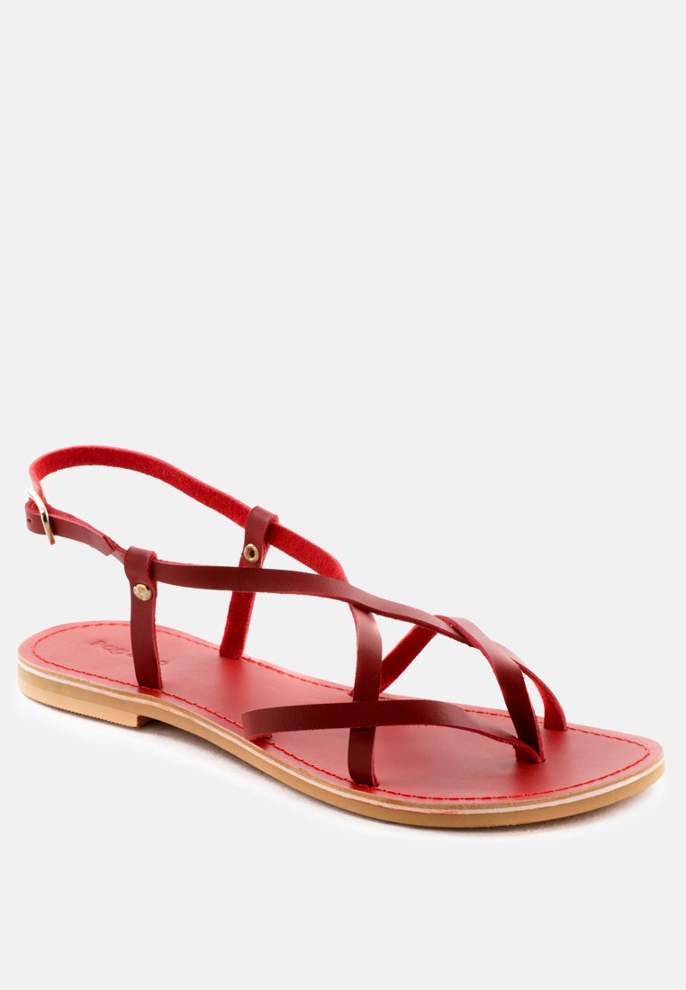 rita strappy flat leather sandals-15