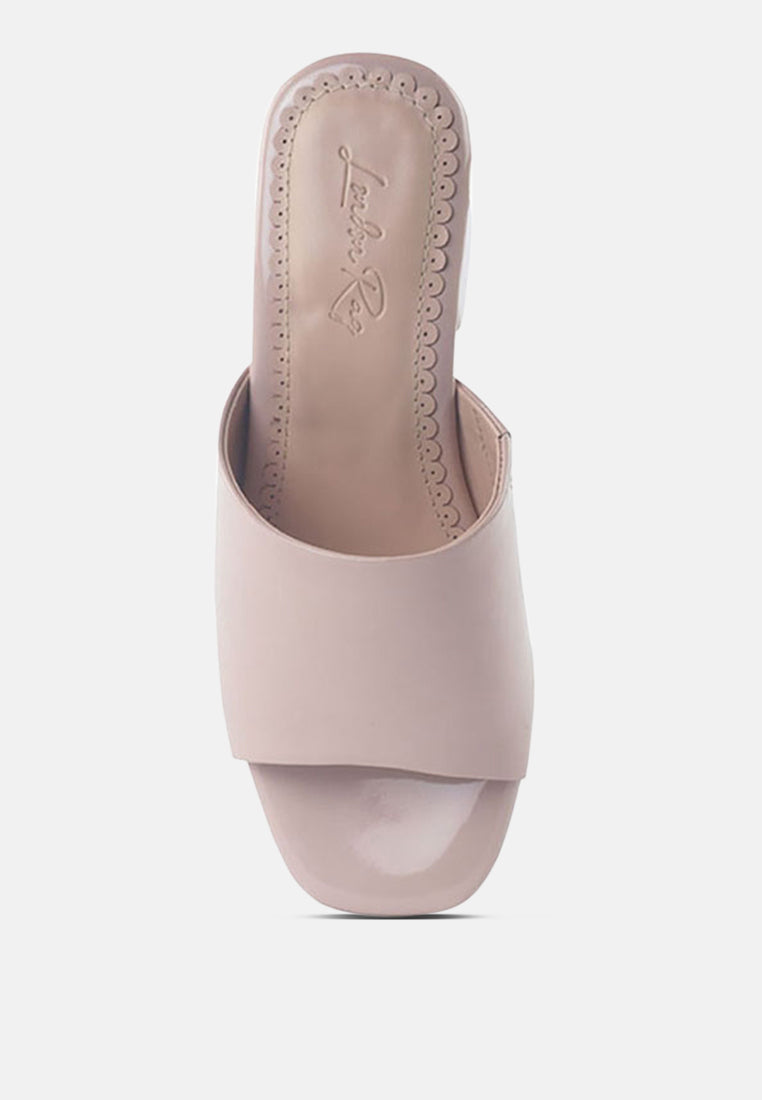 dumpllin patent faux leather slip-on block heel sandals-5