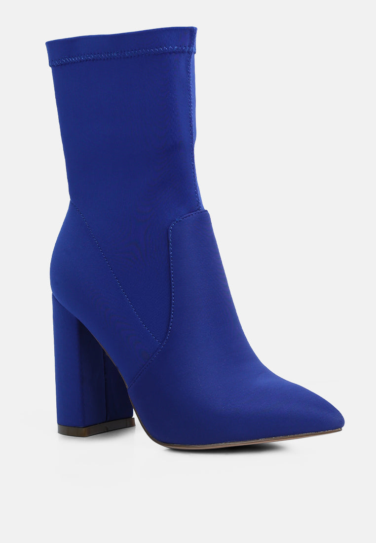 ankle lycra block heeled boots-6