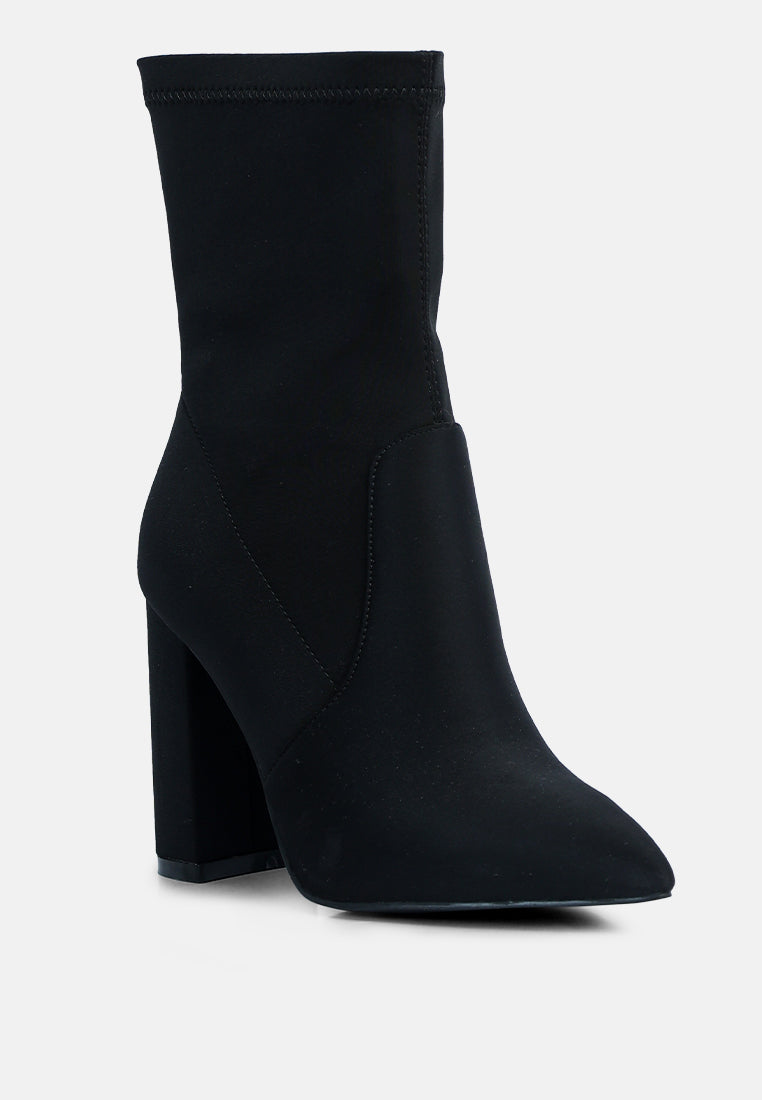 ankle lycra block heeled boots-11