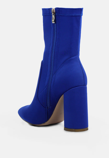 ankle lycra block heeled boots-7