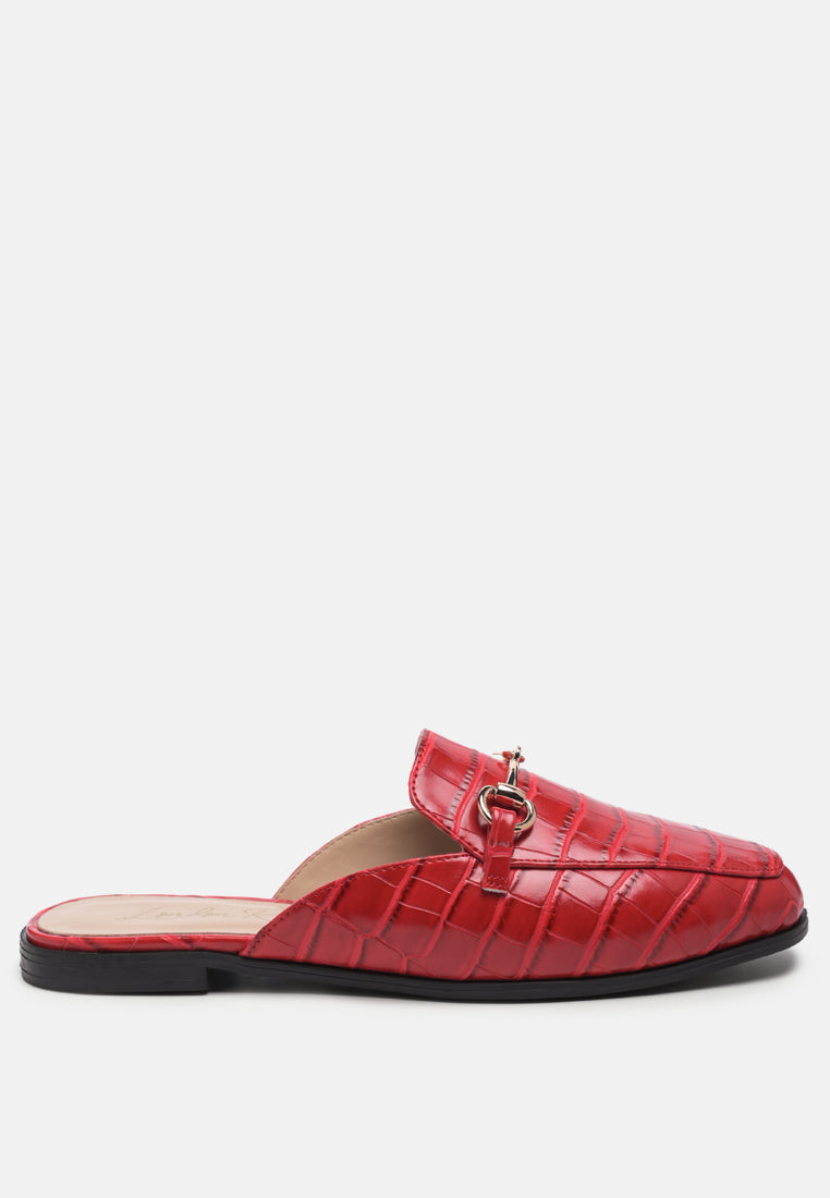 begonia buckled faux leather croc mules-6
