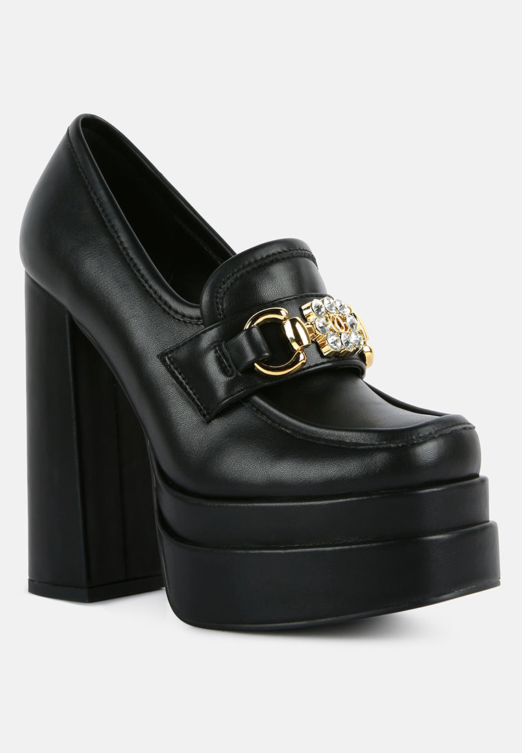 bratz horsebit diamante embellished chunky platform loafers-15