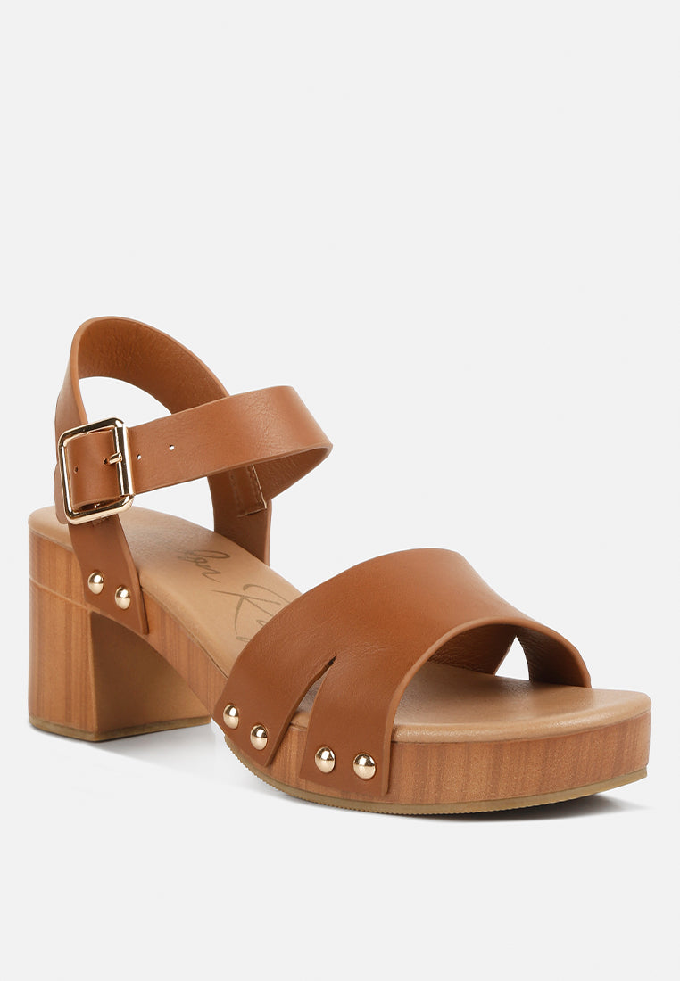 campbell faux leather textured block heel sandals-7