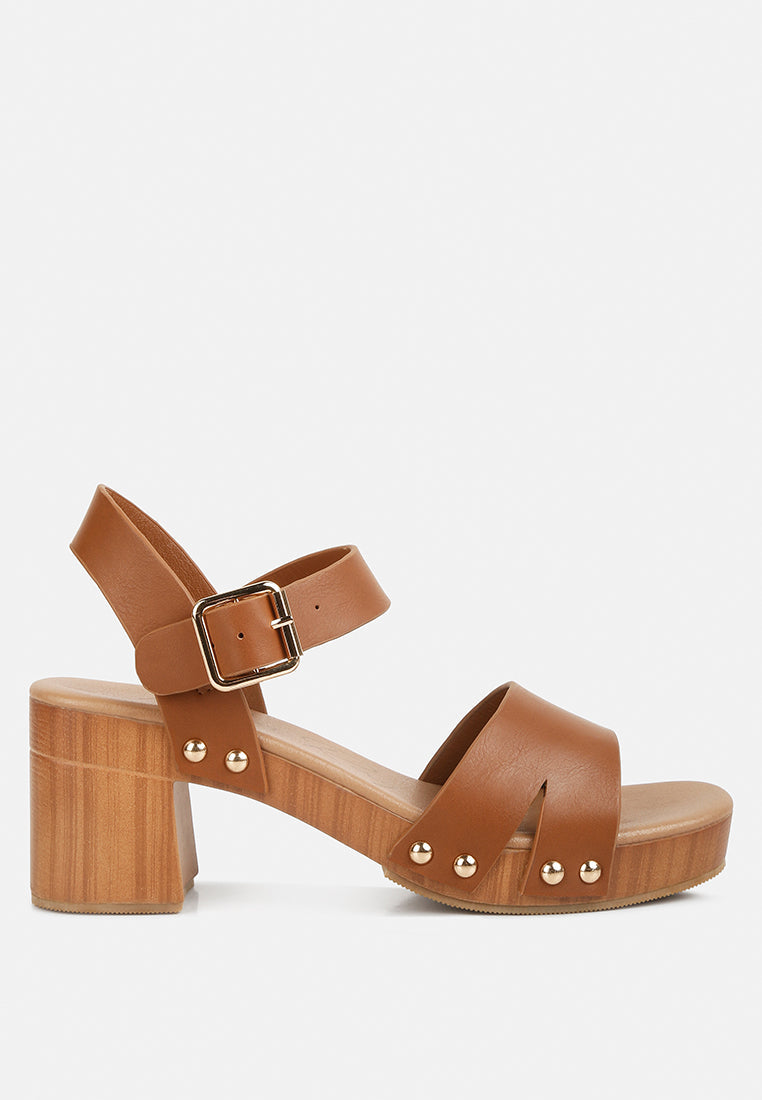 campbell faux leather textured block heel sandals-6