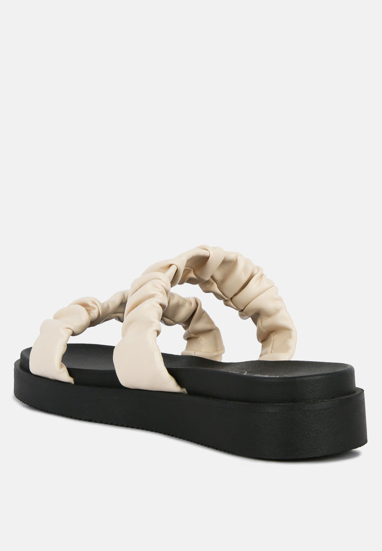 faux leather ruched strap platform sandals-7