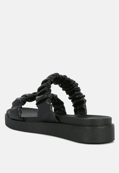 faux leather ruched strap platform sandals-17