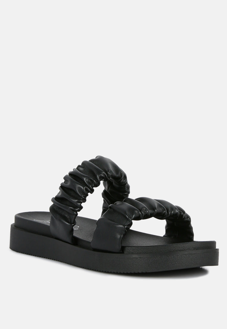 faux leather ruched strap platform sandals-11