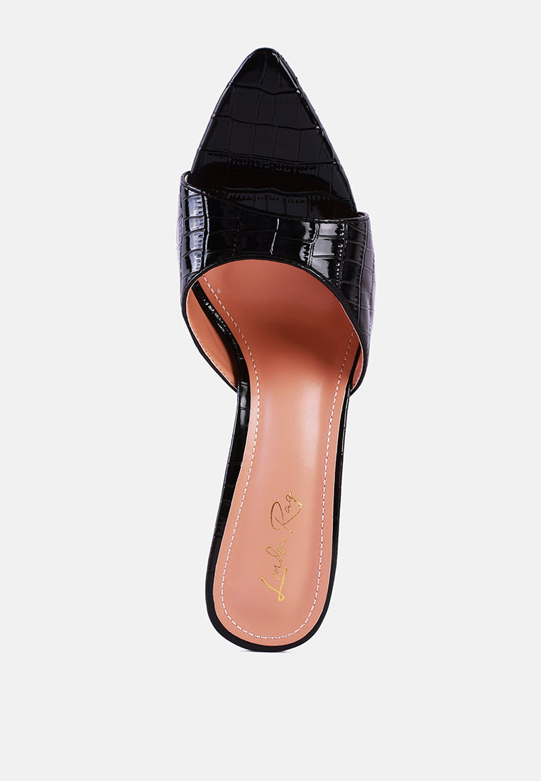 french cut croc texture patent faux leather sandals-19