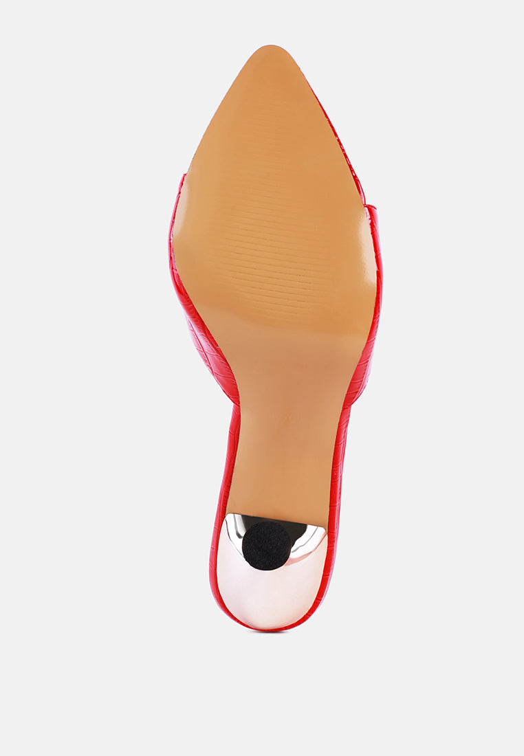 french cut croc texture patent faux leather sandals-15