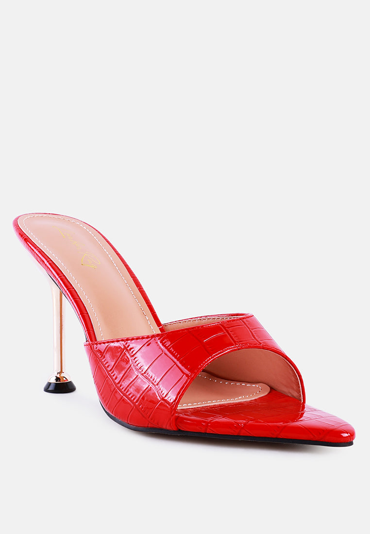 french cut croc texture patent faux leather sandals-12