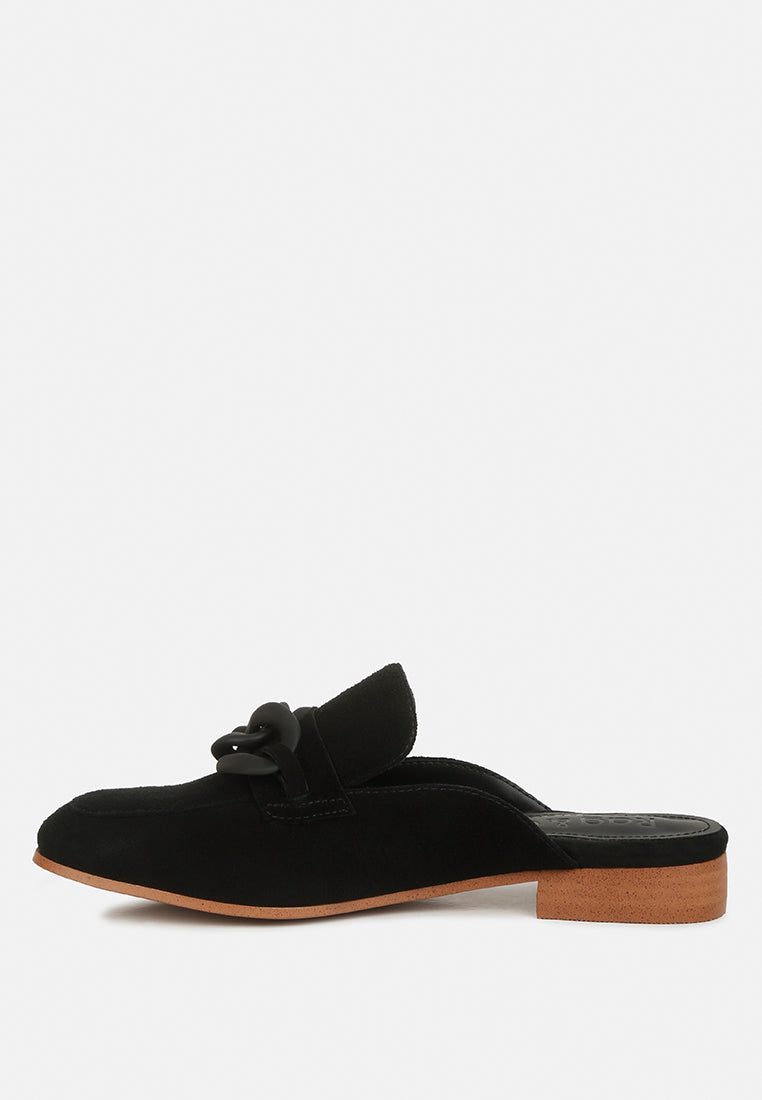 krizia chunky chain suede slip on Mules-3