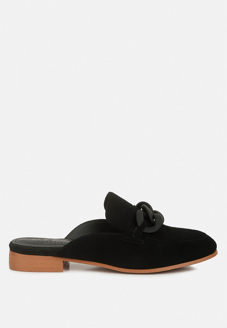 krizia chunky chain suede slip on Mules-0
