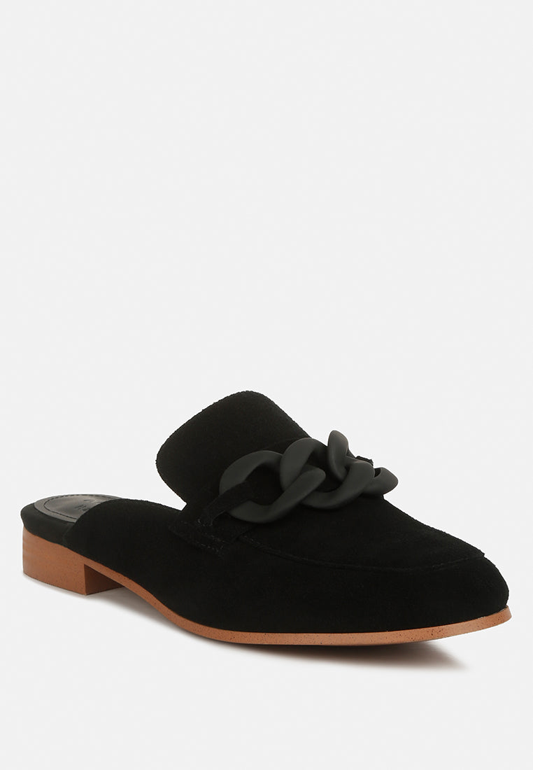 krizia chunky chain suede slip on Mules-1