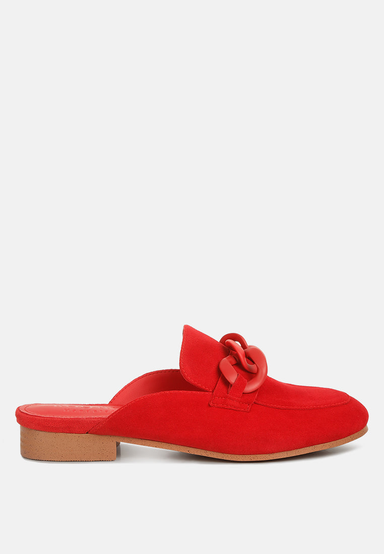 krizia chunky chain suede slip on Mules-8