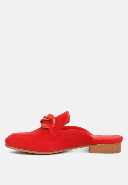 krizia chunky chain suede slip on Mules-11