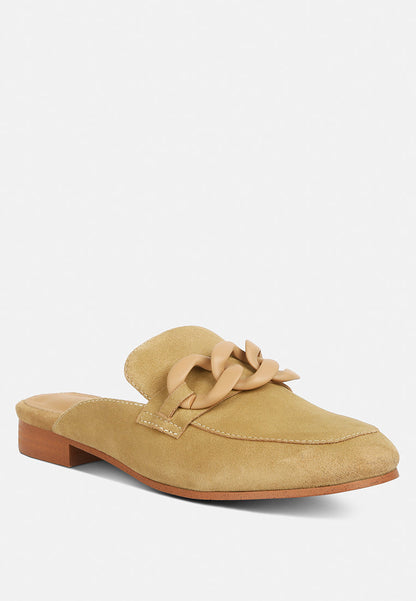 krizia chunky chain suede slip on Mules-17
