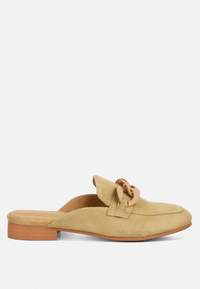 krizia chunky chain suede slip on Mules-16