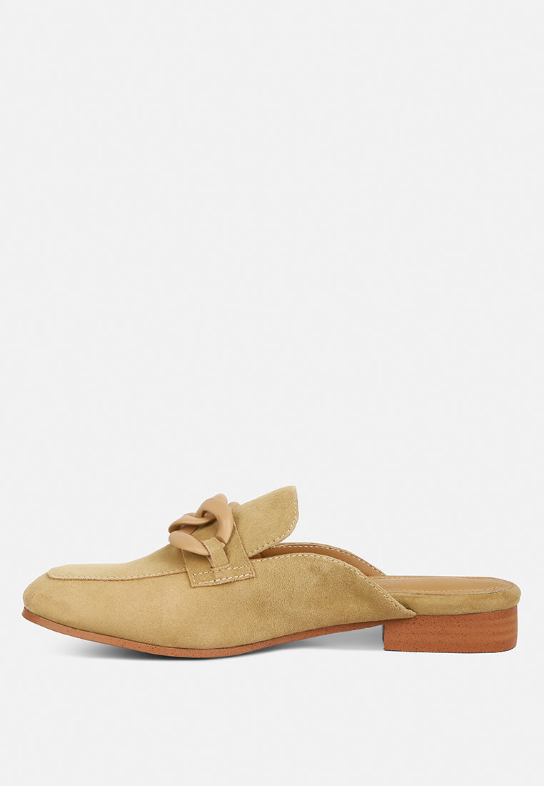 krizia chunky chain suede slip on Mules-19