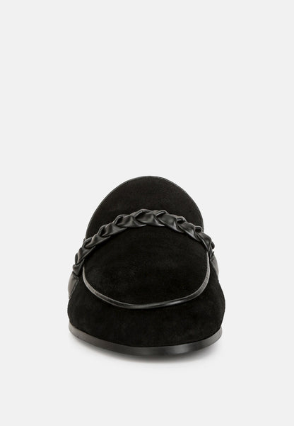 lavinia suede leather braided detail mules-10