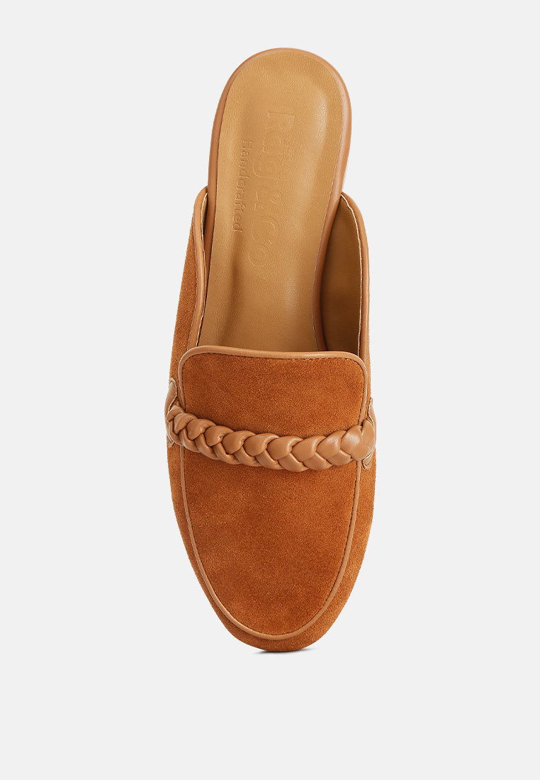 lavinia suede leather braided detail mules-5