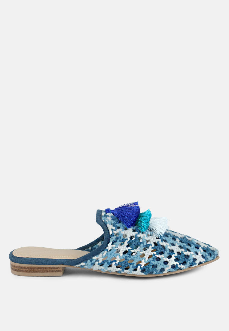 mariana woven flat mules with tassels-8
