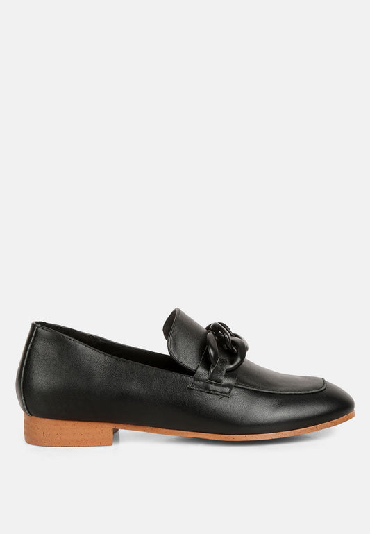 merva chunky chain leather loafers-0