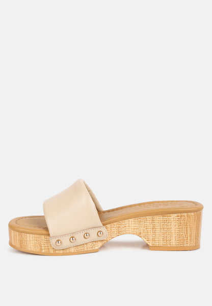 minny textured heel leather slip on sandals-3