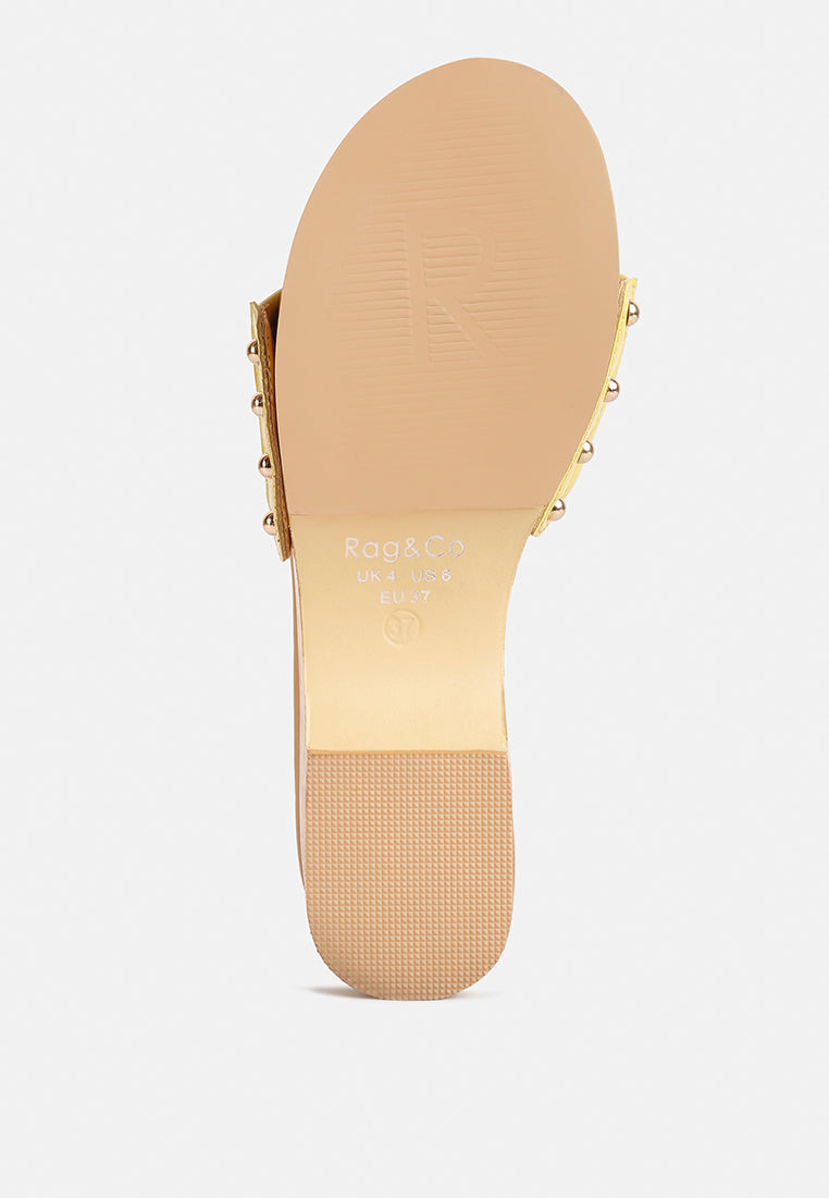 minny textured heel leather slip on sandals-14