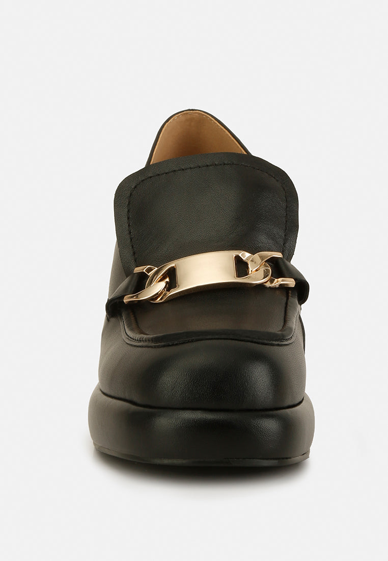 morgan metallic embellishment leather platform loafers-16