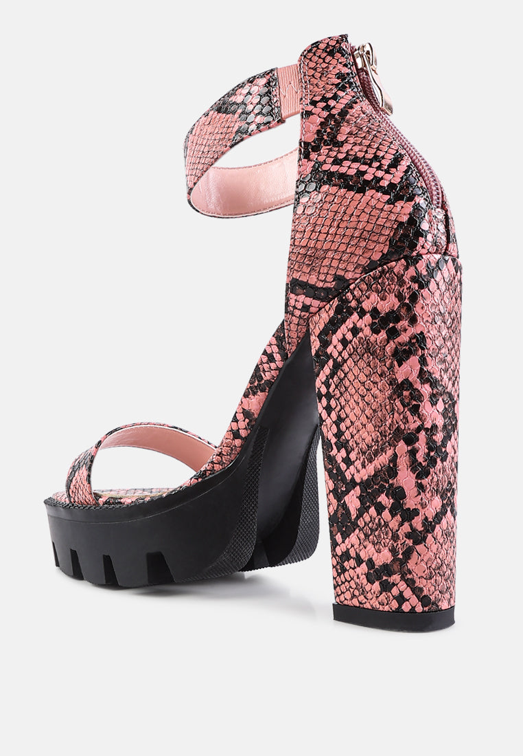 rattle snake print chunky high block heel sandals-8