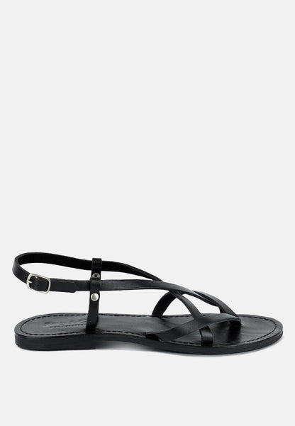 rita strappy flat leather sandals-0