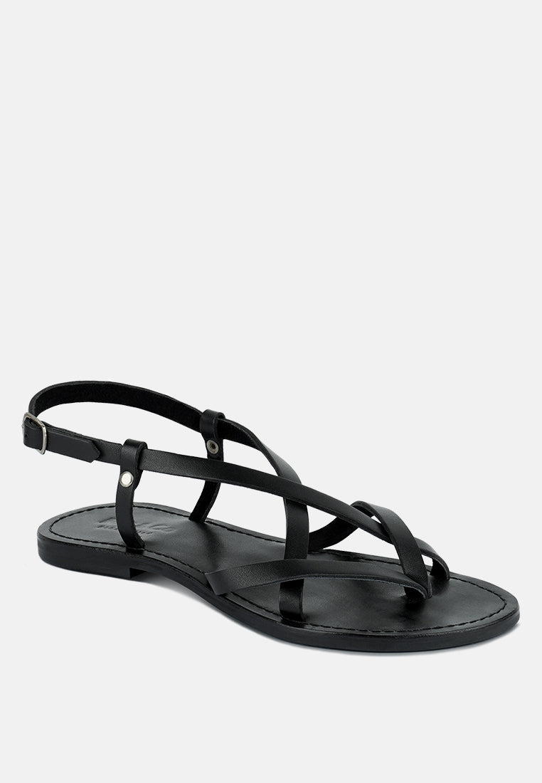 rita strappy flat leather sandals-1