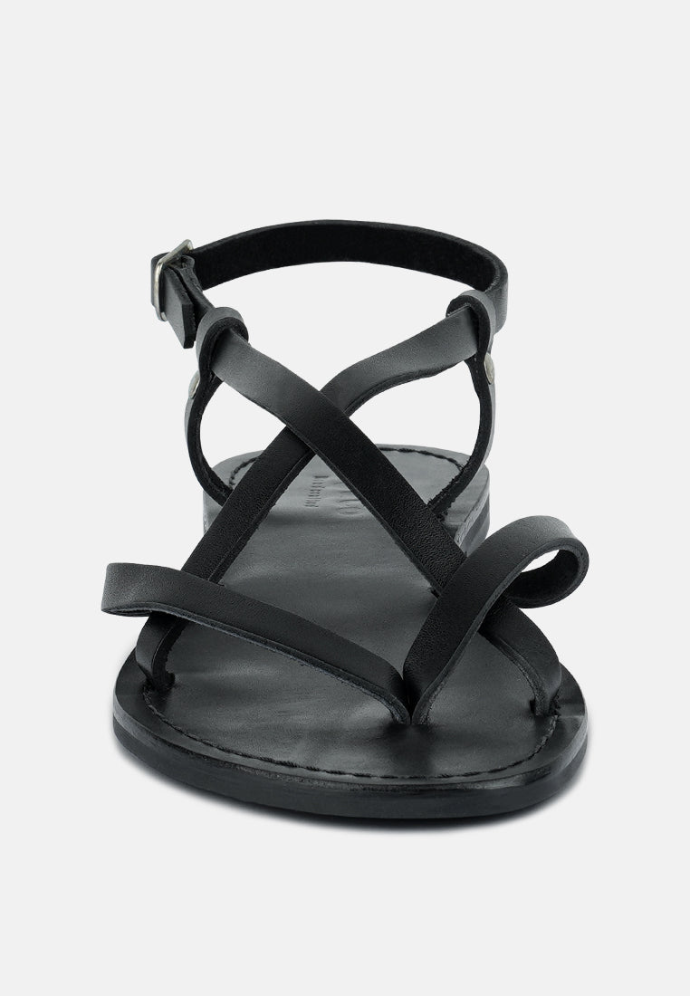 rita strappy flat leather sandals-2