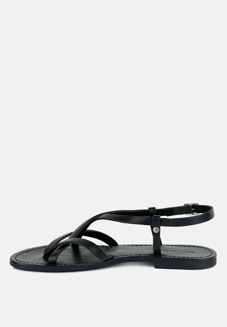 rita strappy flat leather sandals-3