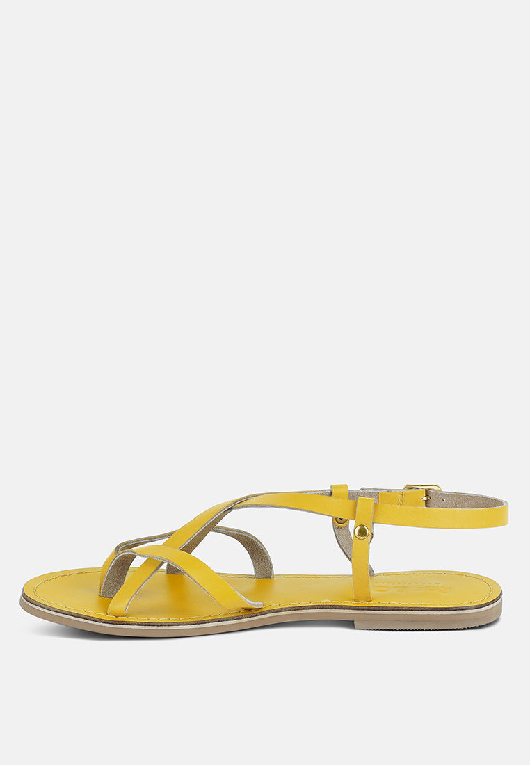 rita strappy flat leather sandals-32