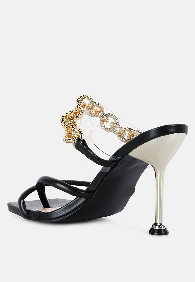social bee link chain embellished heel sandals-14