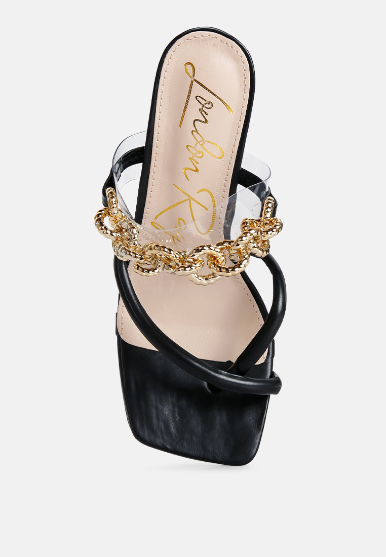 social bee link chain embellished heel sandals-15