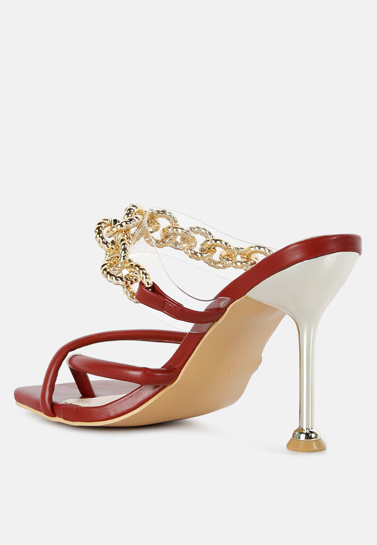 social bee link chain embellished heel sandals-8