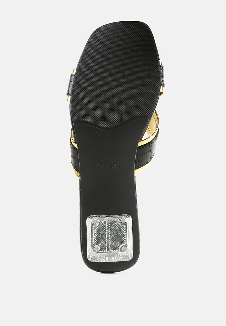 stellar gold line croc sculpted heel sandals-9
