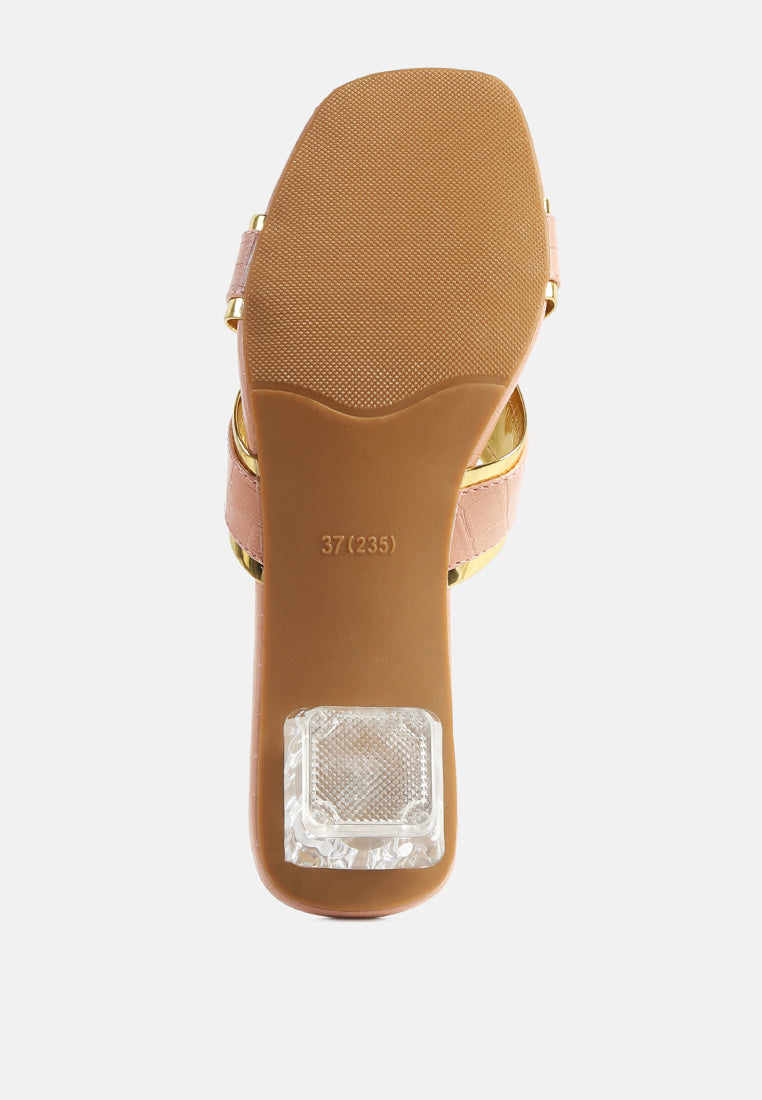 stellar gold line croc sculpted heel sandals-4