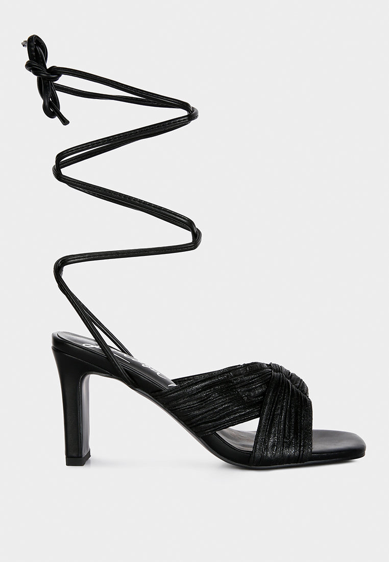 xuxa metallic tie up italian block heel sandals-5
